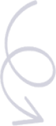 Curved white arrow on black background.