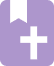 Purple icon featuring a cross and bookmark